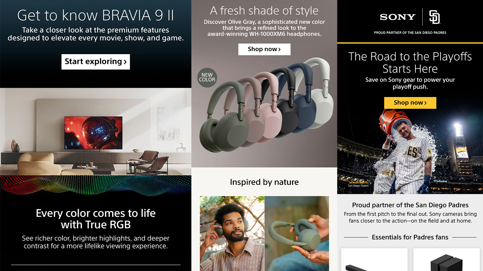 Selected Sony Electronics email, campaign, and digital design work.