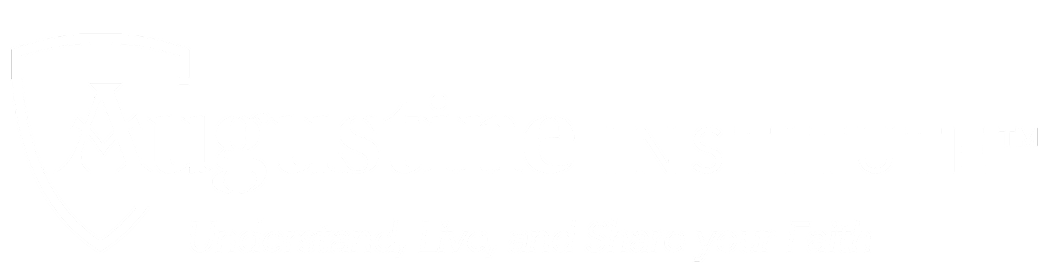 The logo of the Augustine Institute with their slogan: understand, live, and share your faith