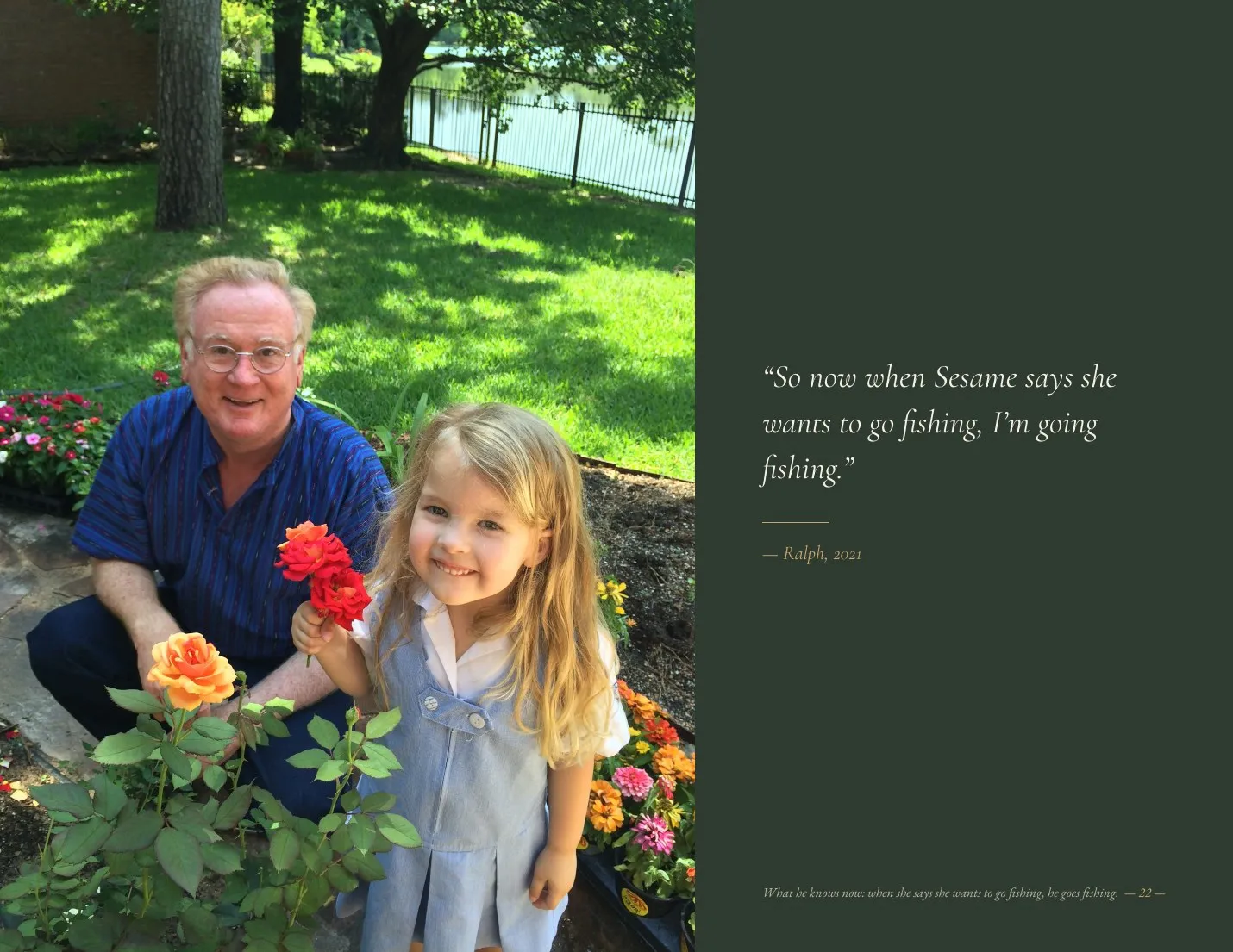Full-page photo of Ralph with his granddaughter