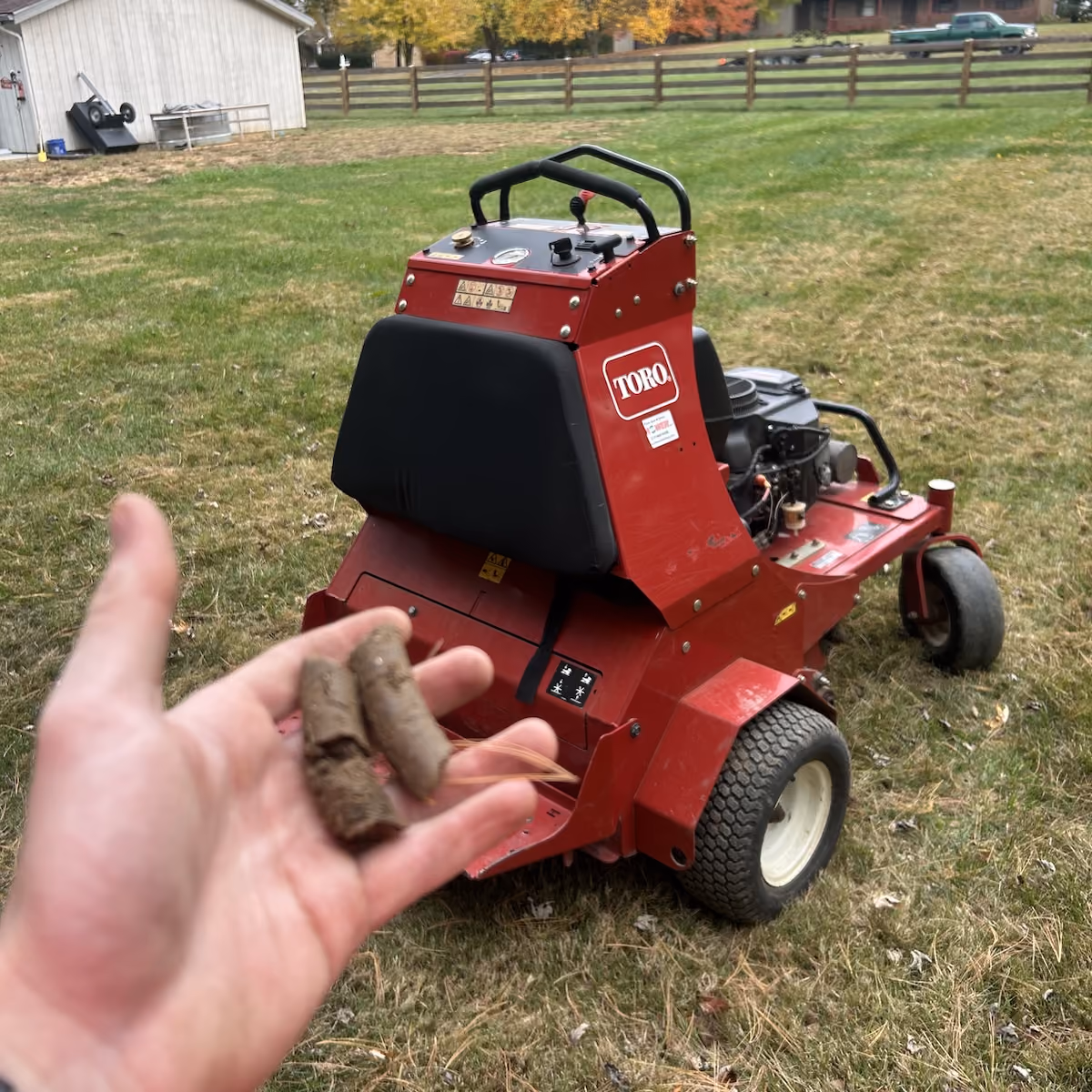 Residential lawn aeration by Howie’s Lawn Care LLC in Hilliard, Ohio
