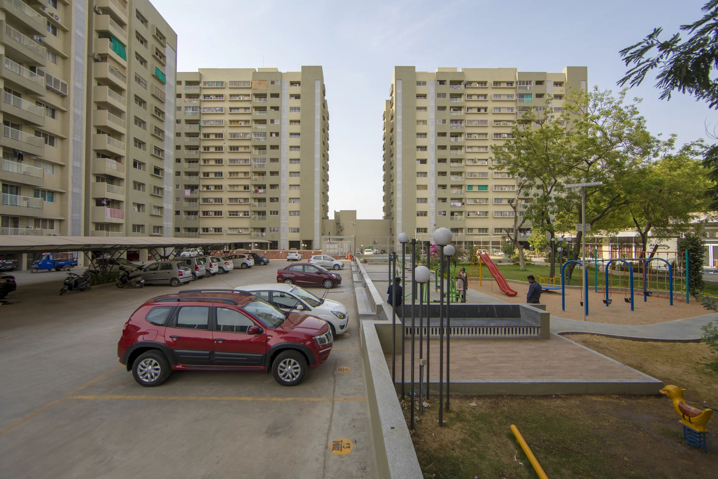 Veda children's play area between the towers