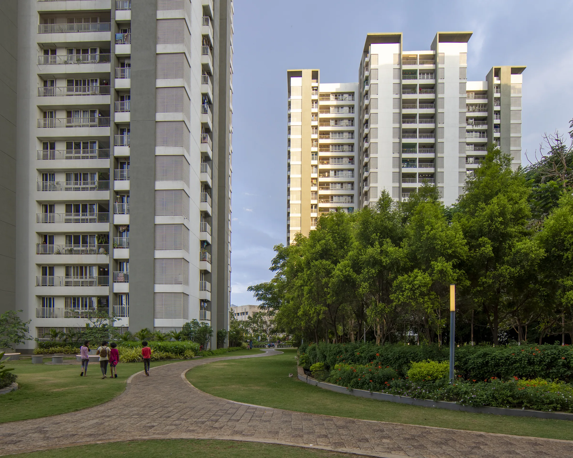 Urban Forest garden walkway between the towers