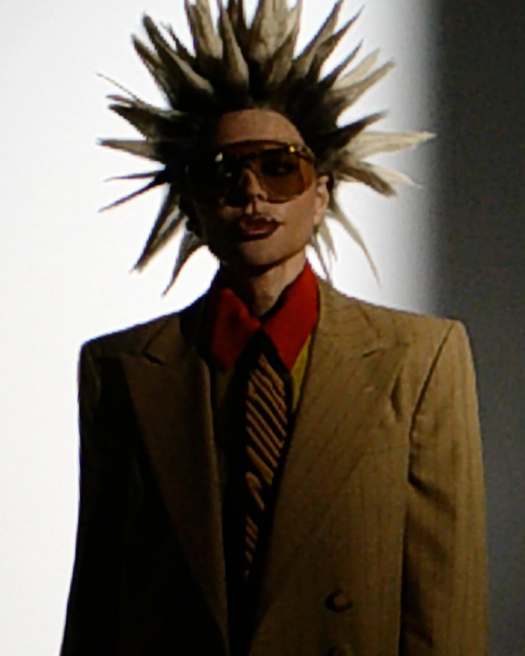 Lisa Rinna silhouetted in a suit with spiked hair.
