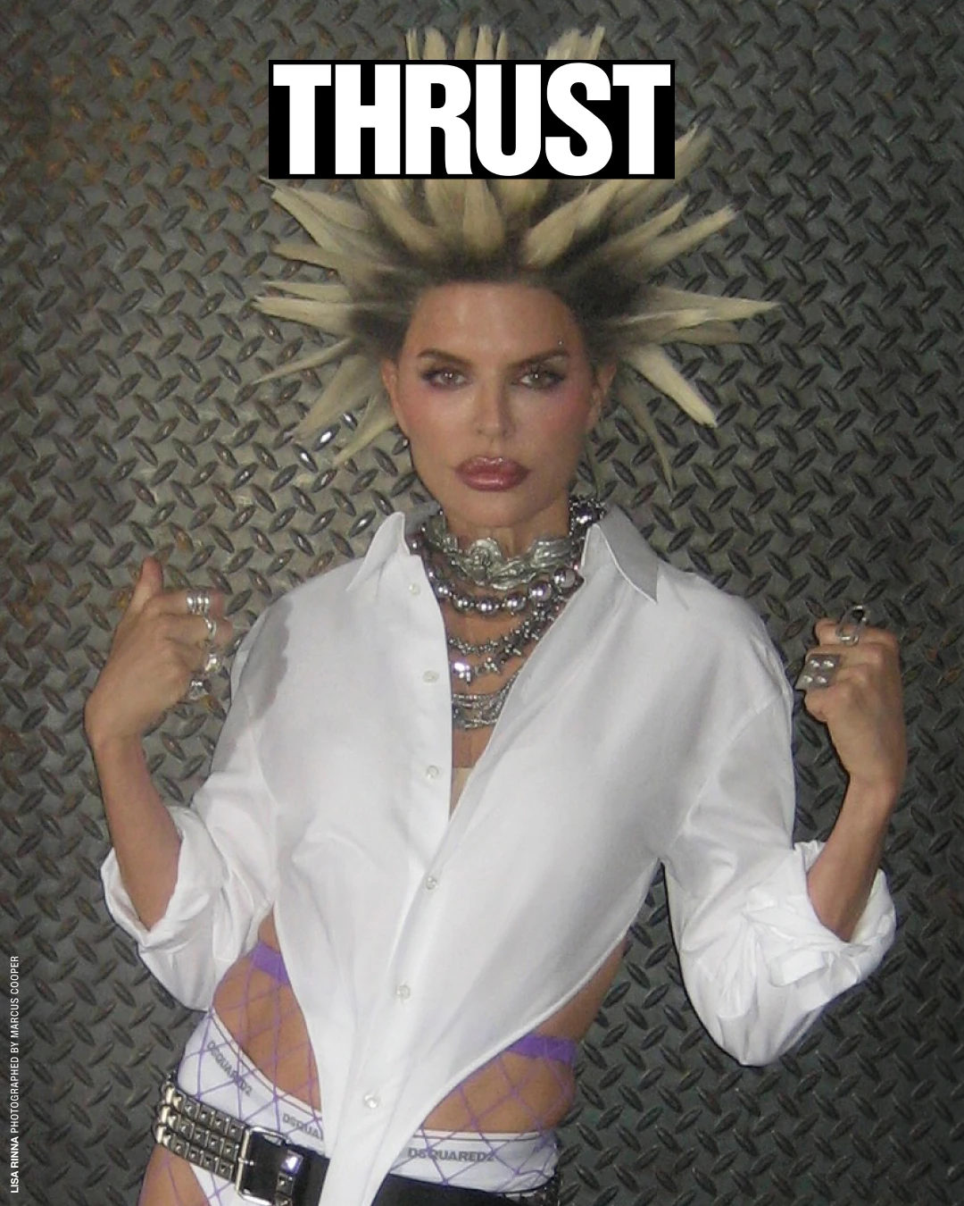 Alternate THRUST cover featuring Lisa Rinna in a white shirt.
