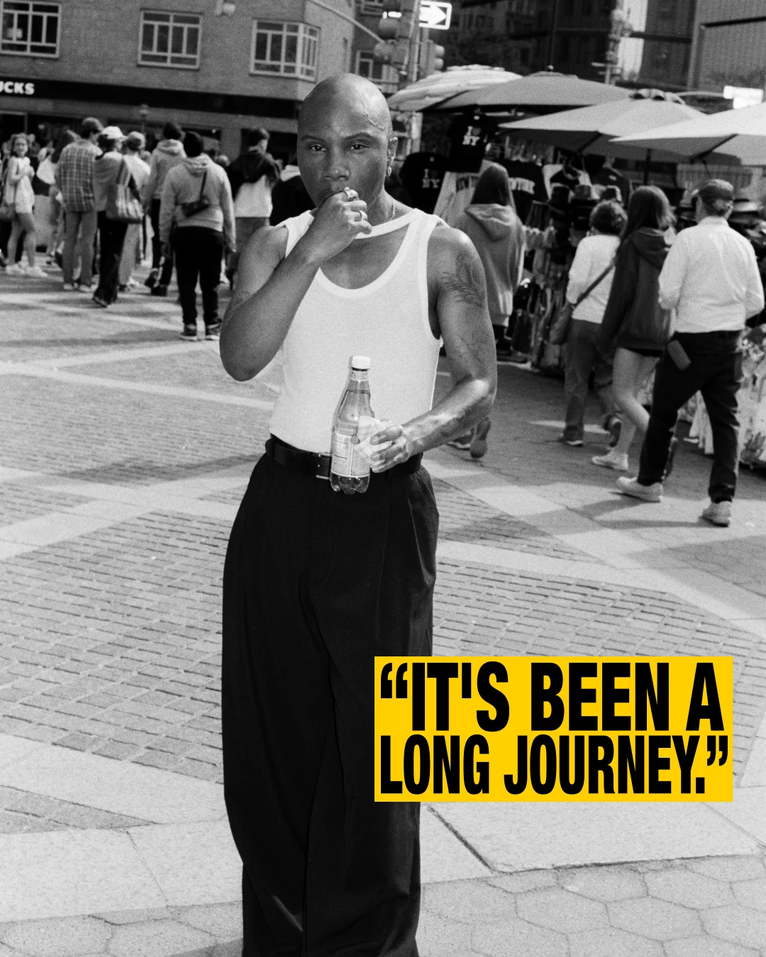 TYGAPAW in a public square beside the quote It's been a long journey.