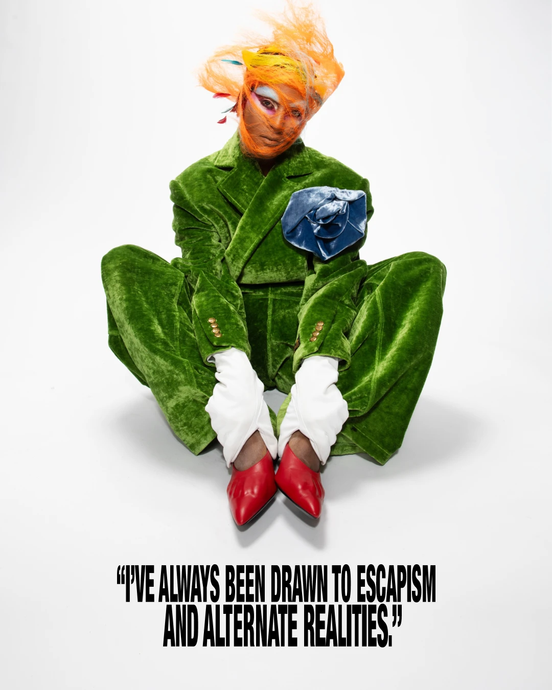Richie Shazam seated in green beside a quote about expanding and elevating.