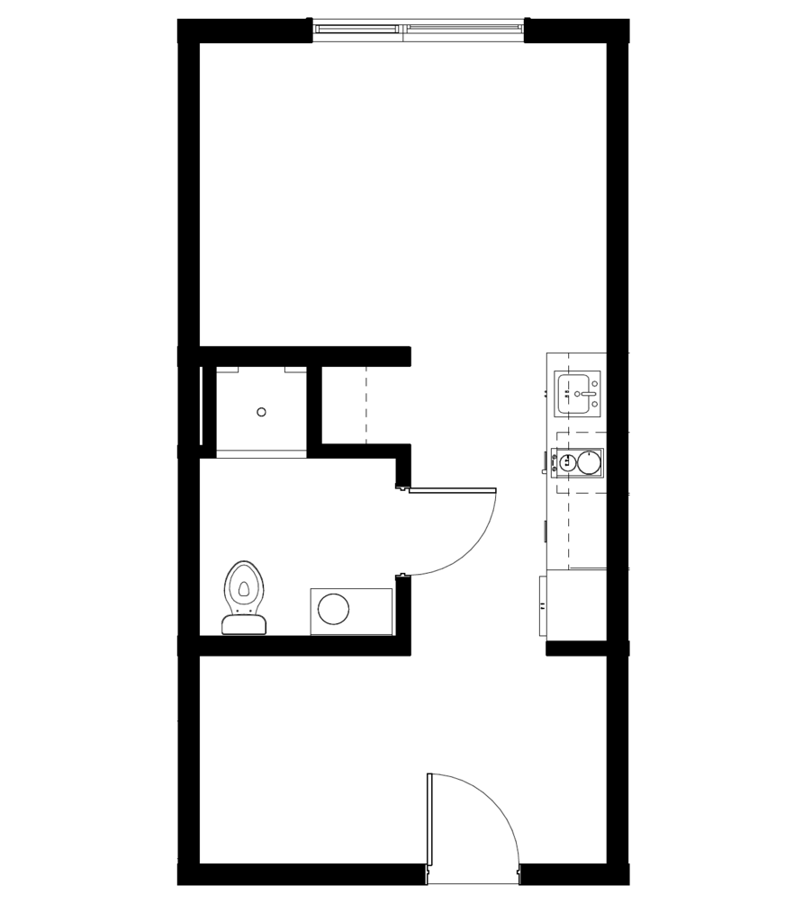 Open One Bedroom Floor Plan 