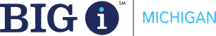 BIG i logo with a blue circle containing a white lowercase i, separated by a vertical line from the word MICHIGAN in blue uppercase letters.