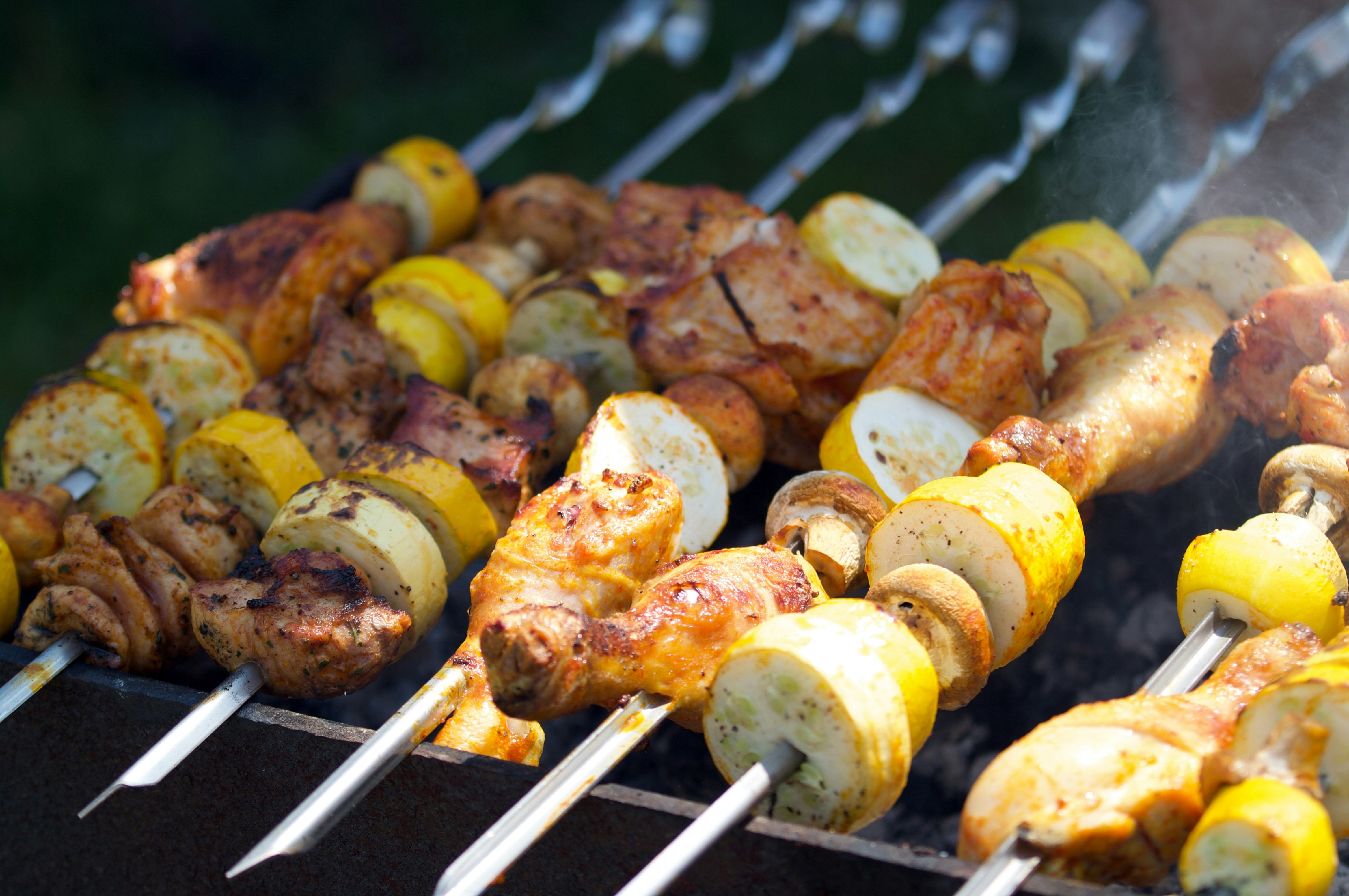 Kabobs on grill stock image 