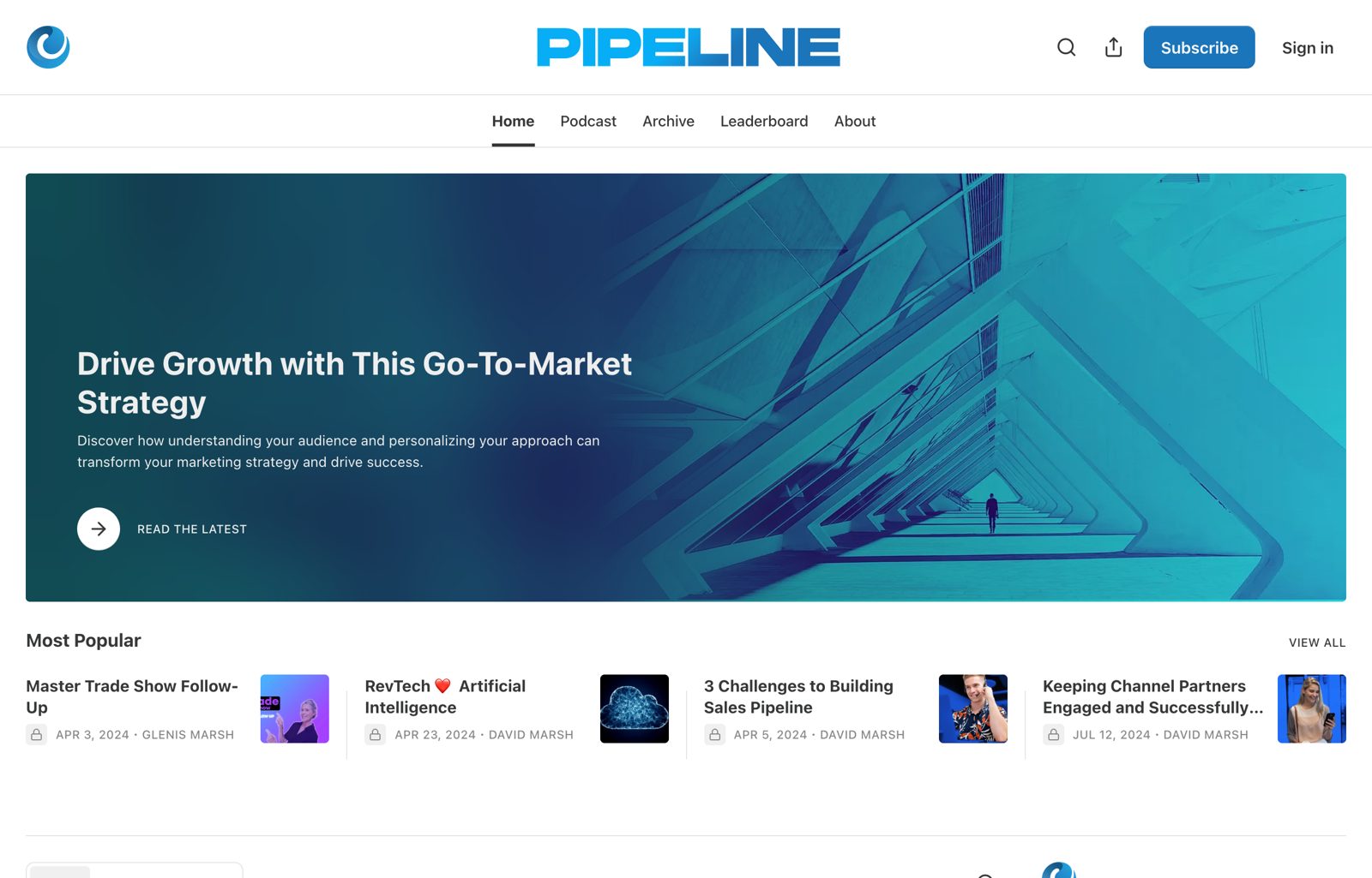 The GTM Pipeline newsletter home page