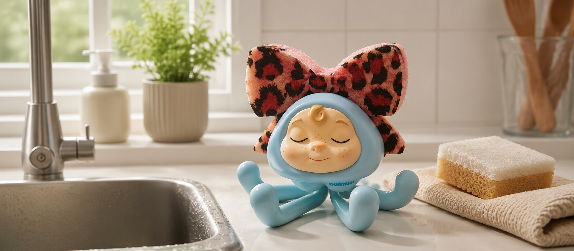 bulimumu sponge scrubber and sponge holder by the sink