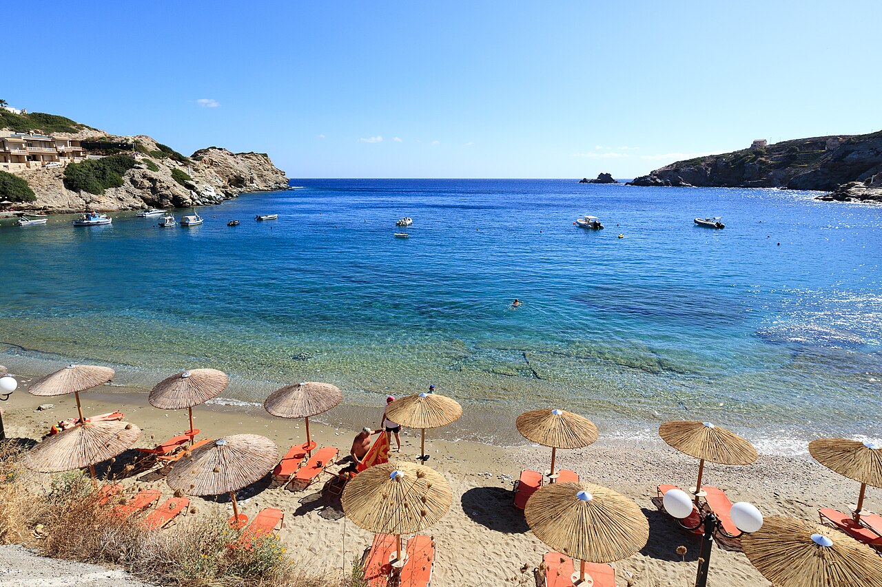 La baie d'Agia Pelagia, sur la côte nord de la Crète.