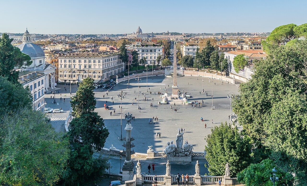 La piazza del Popolo à Rome, point de départ du Trident.