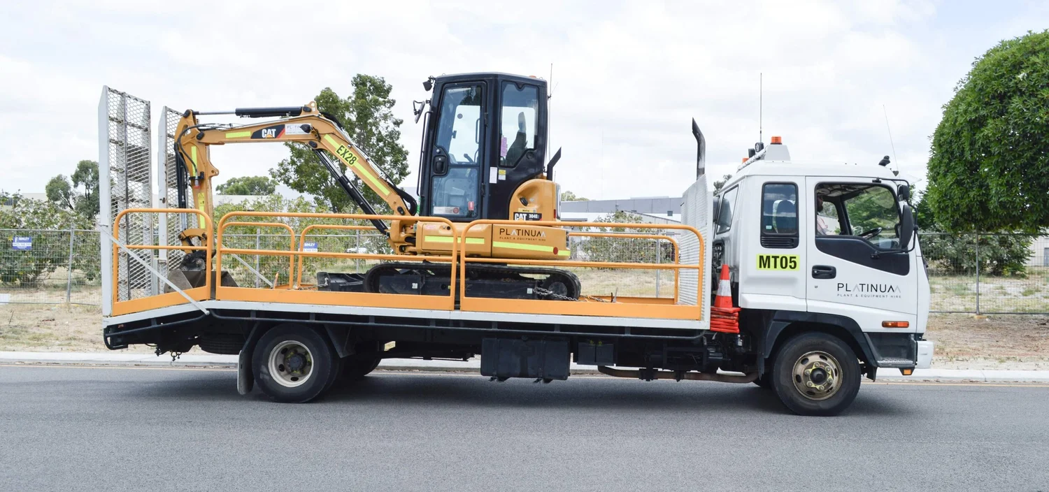 Mini excavator fleet floated to site