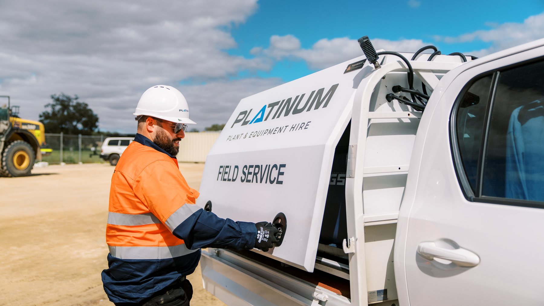 Platinum field service mechanic at the service ute on site