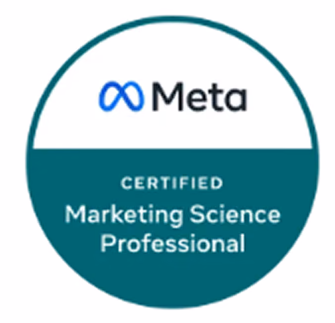 blue2purple - Meta Certified Marketing Science Professional certification badge in teal