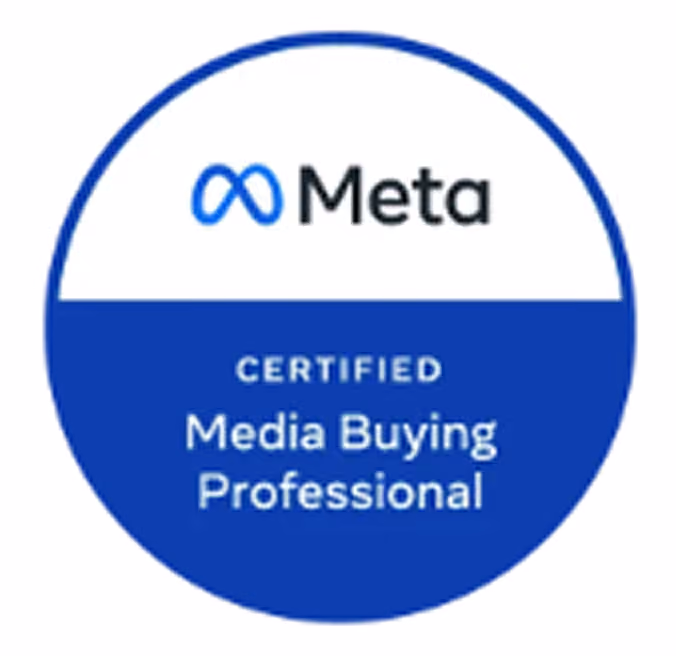 blue2purple - Meta Certified Media Buying Professional certification badge in blue