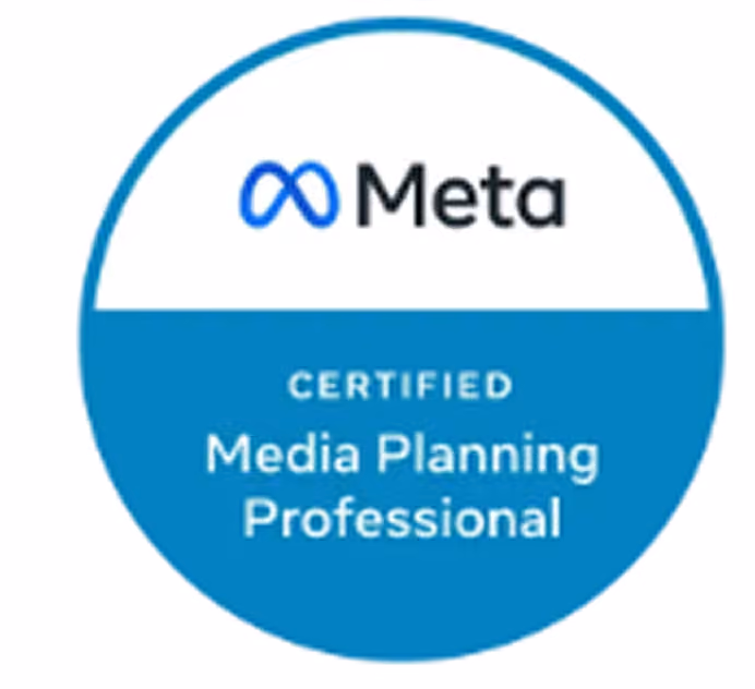 blue2purple - Meta Certified Media Planning Professional certification badge in light blue