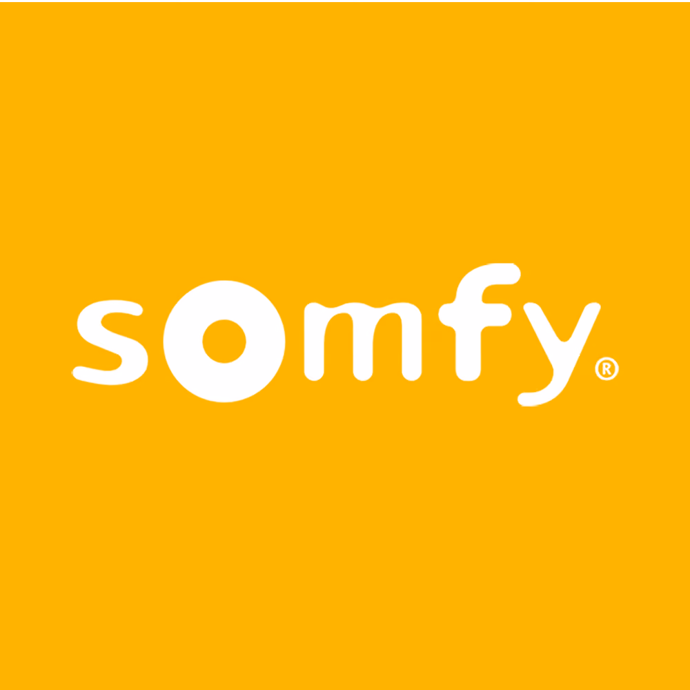 blue2purple - Somfy logo on a yellow background