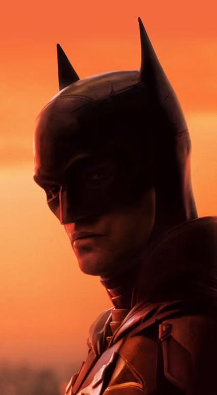 blue2purple - Batman in profile against an orange sky