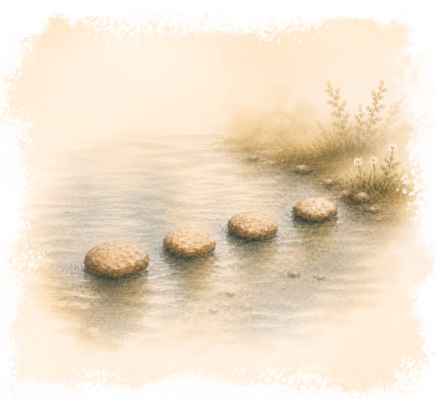Stepping stones across a calm stream