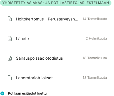 Gosta yhdistettynä potilastietojärjestelmään ja lukemassa aiempia potilaskertomuksia
