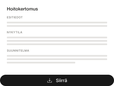 Jäsennelty kliininen muistiinpano valmiina tarkistettavaksi ja yhdellä klikkauksella siirrettäväksi potilastietojärjestelmään
