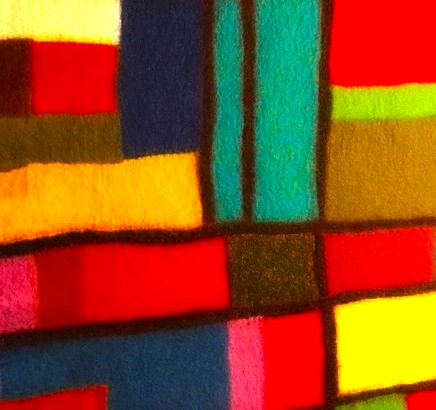 Detail of felted mosaic blanket
