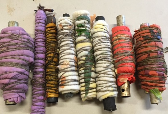 Eco print bundles ready for the dye pot