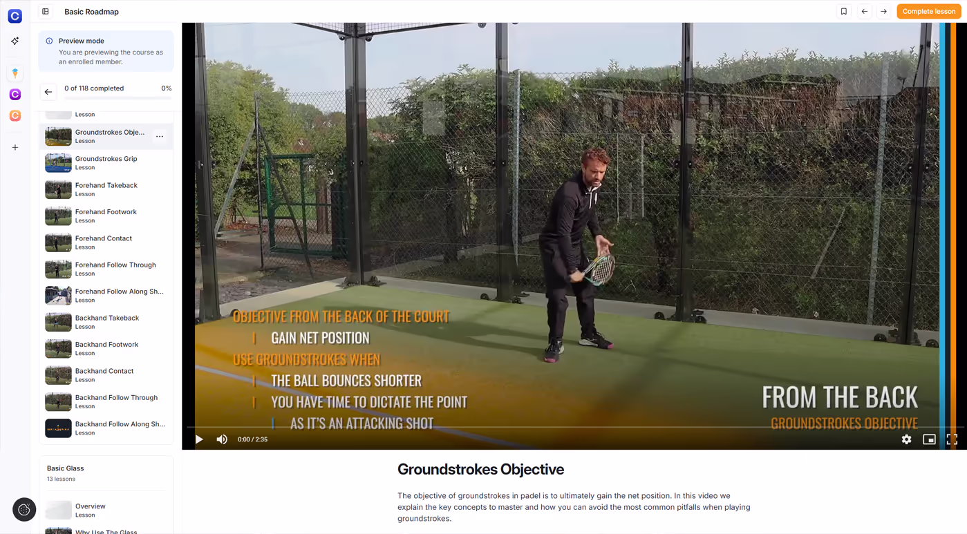 The Padel School Basic Roadmap