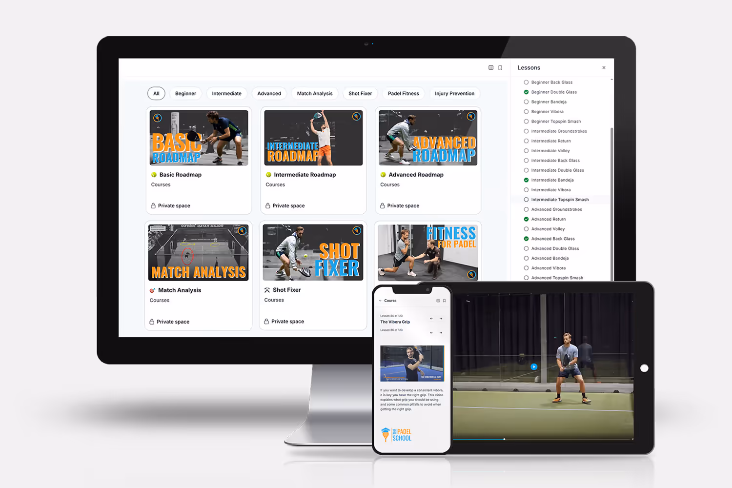 The Padel School online courses on digital devices
