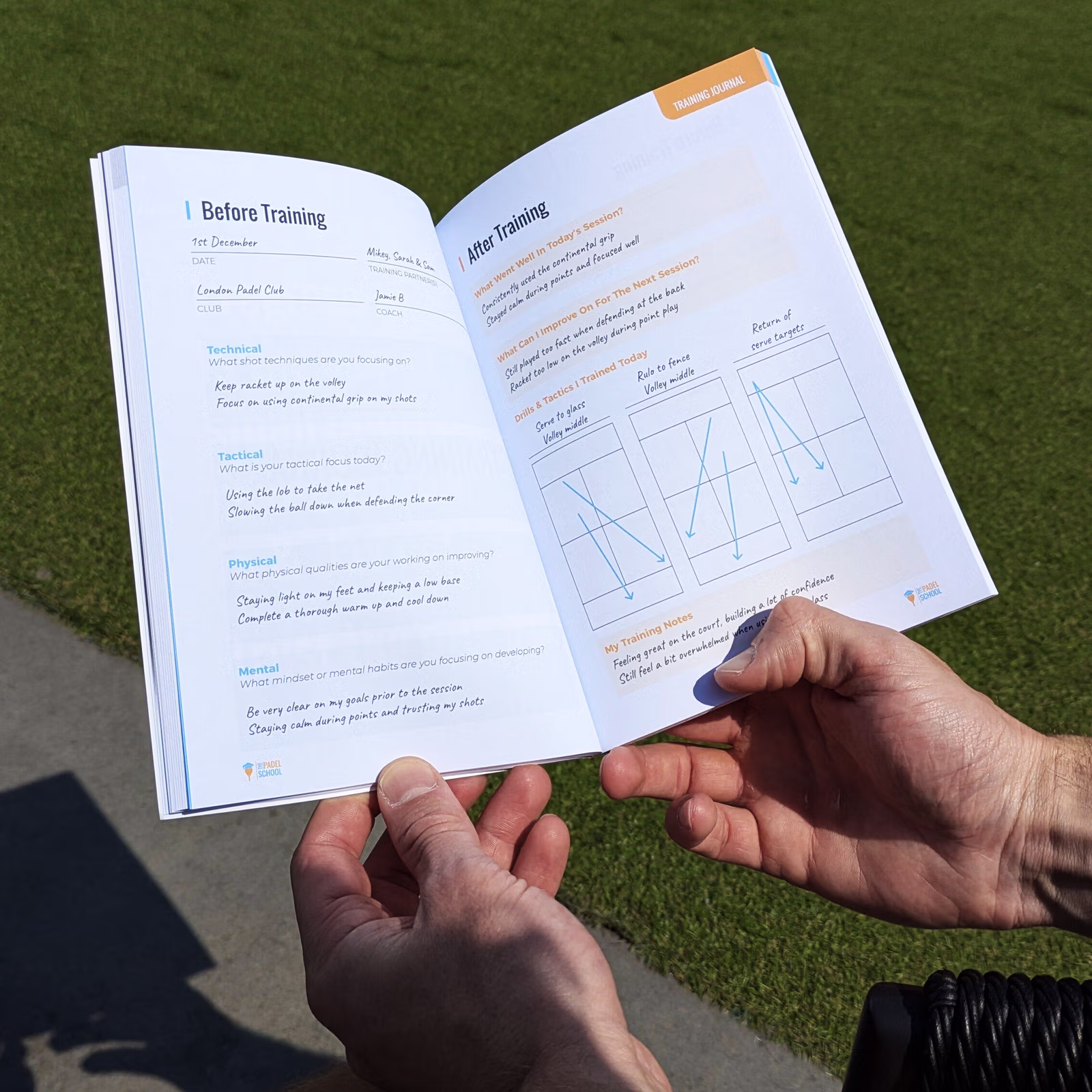 Inside page from The Padel Training and Match Journal