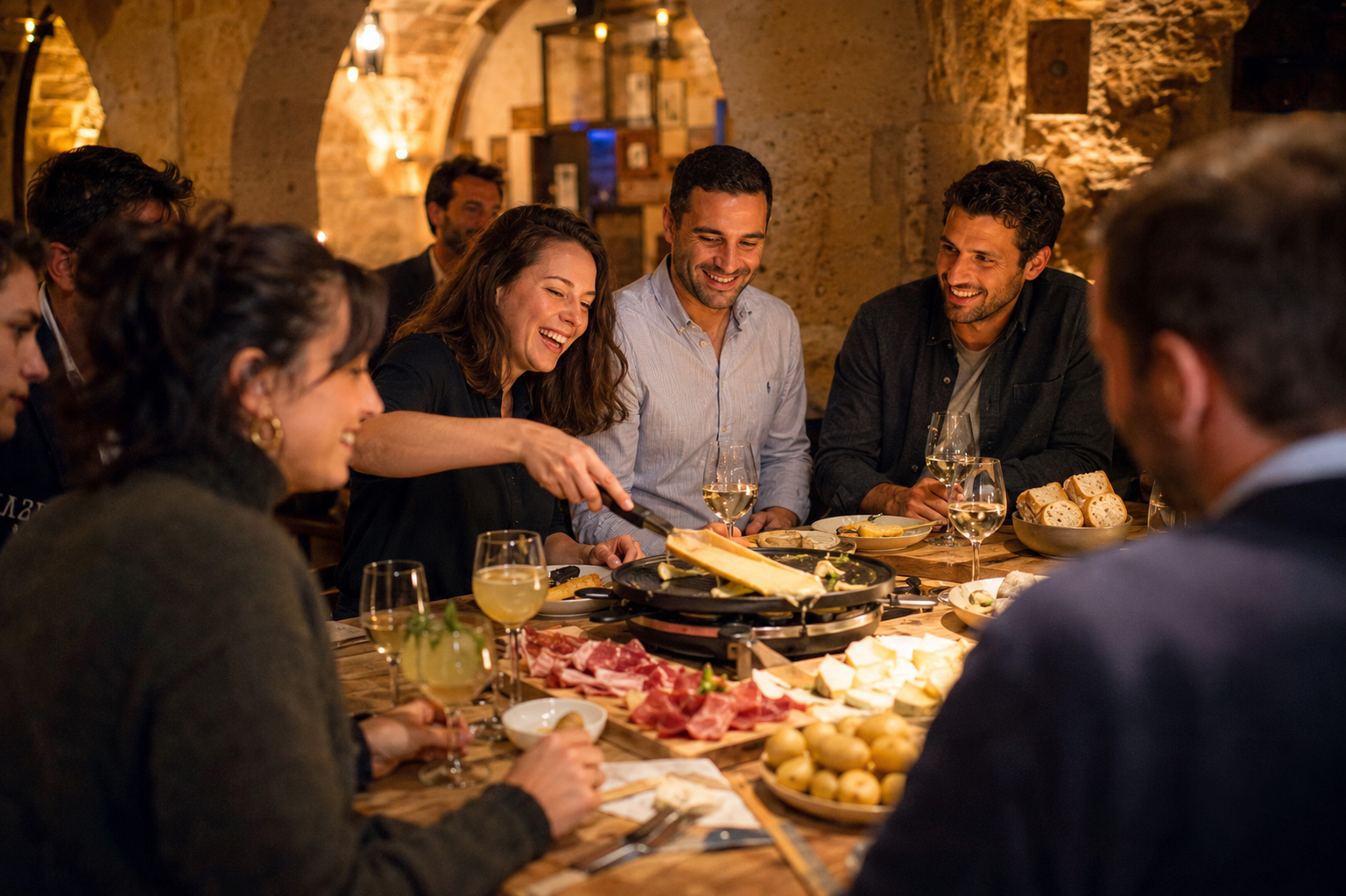 Raclette à l'Ancienne pour 40 personnes, animation premium