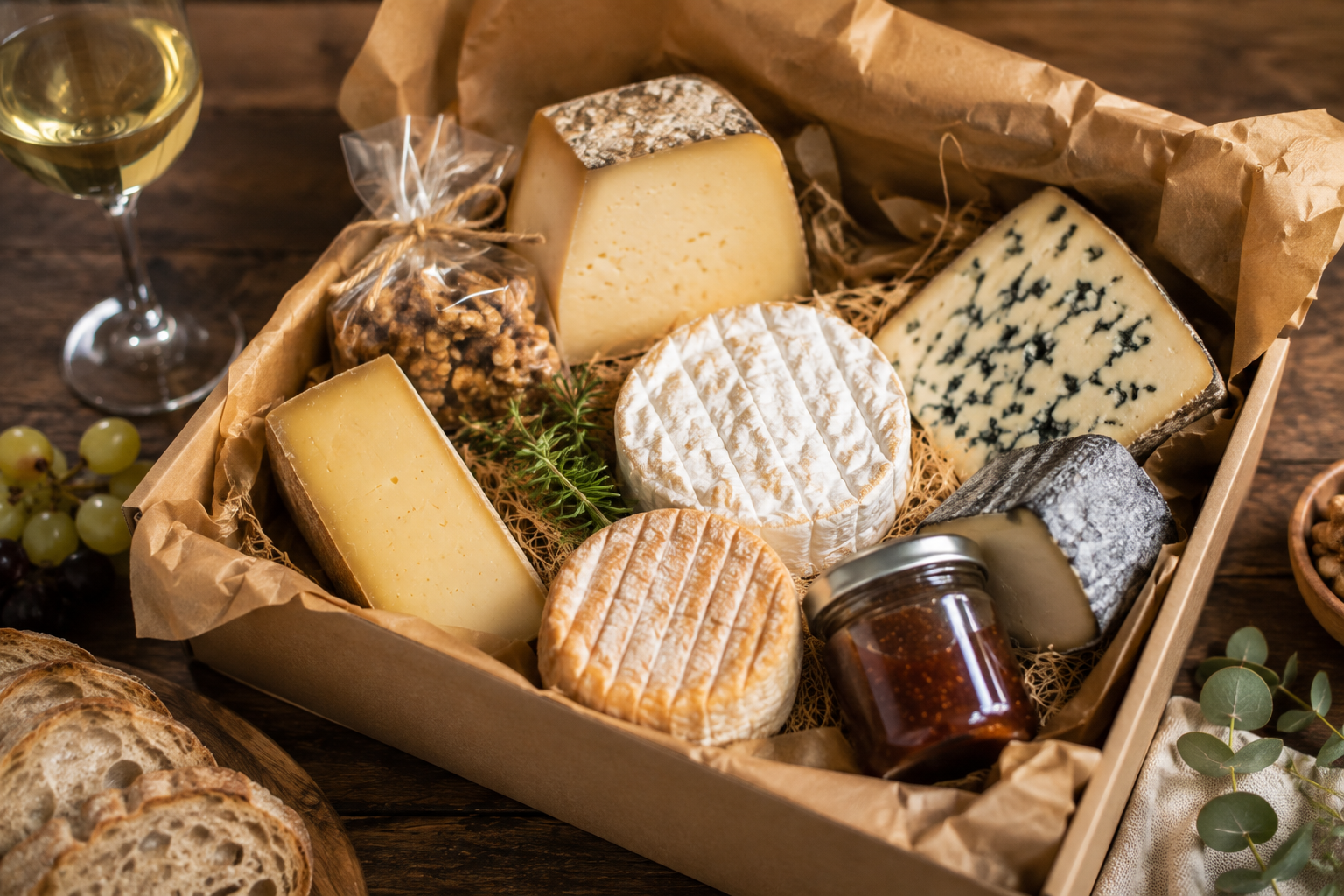 Coffret de fromages fermiers prêt à être livré pour un Team Building à distance