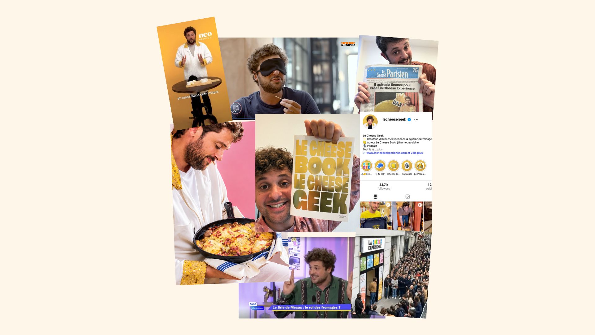 Fabrice Gepner du Cheese Geek dans les médias : vidéos Néo, télévision, presse, Le Cheese Book et Instagram