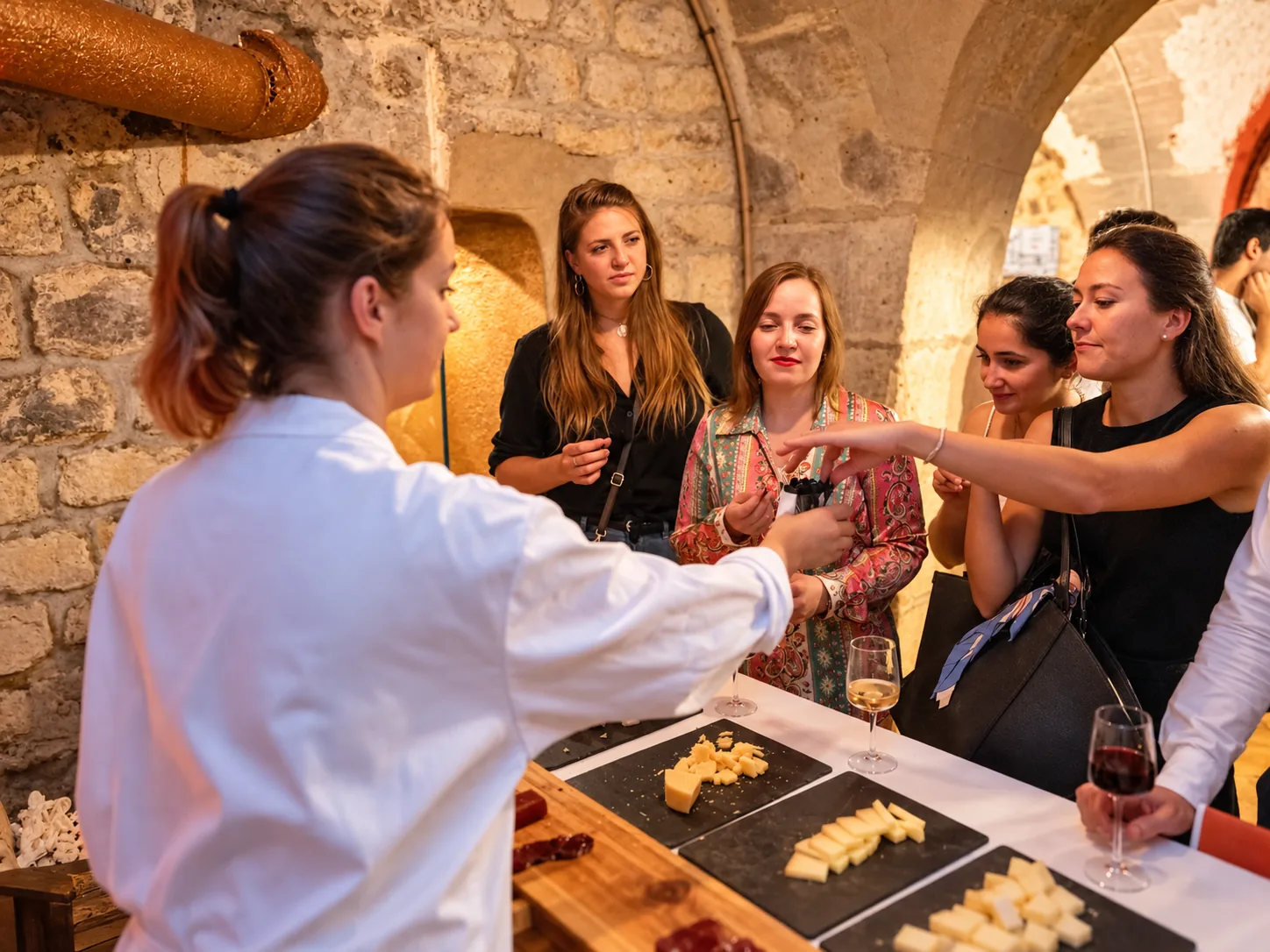 Service d'une raclette à la demi-meule lors d'un événement Le Cheese Geek