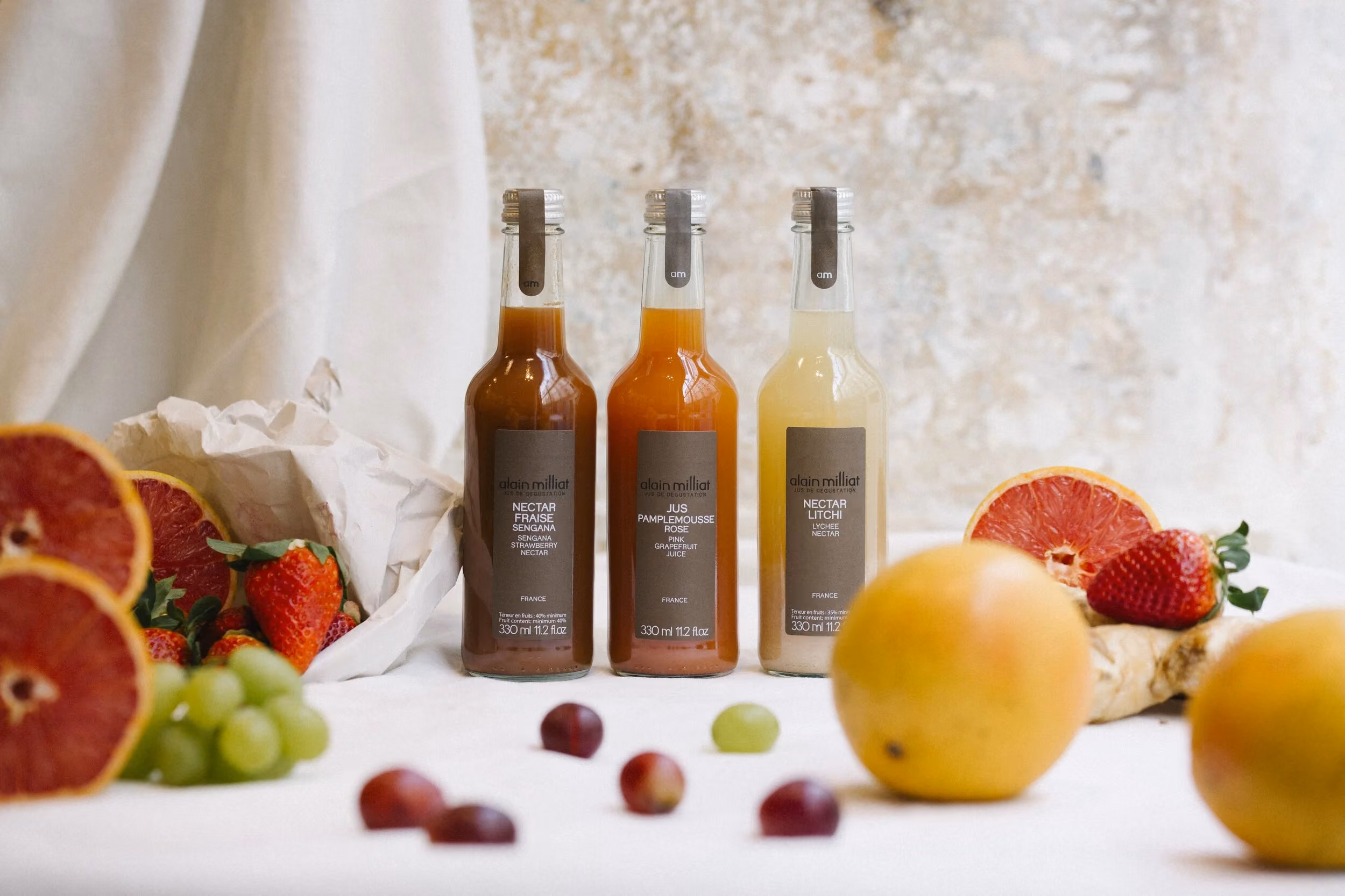 Sélection de jus de fruits Alain Milliat pour les dégustations sans alcool