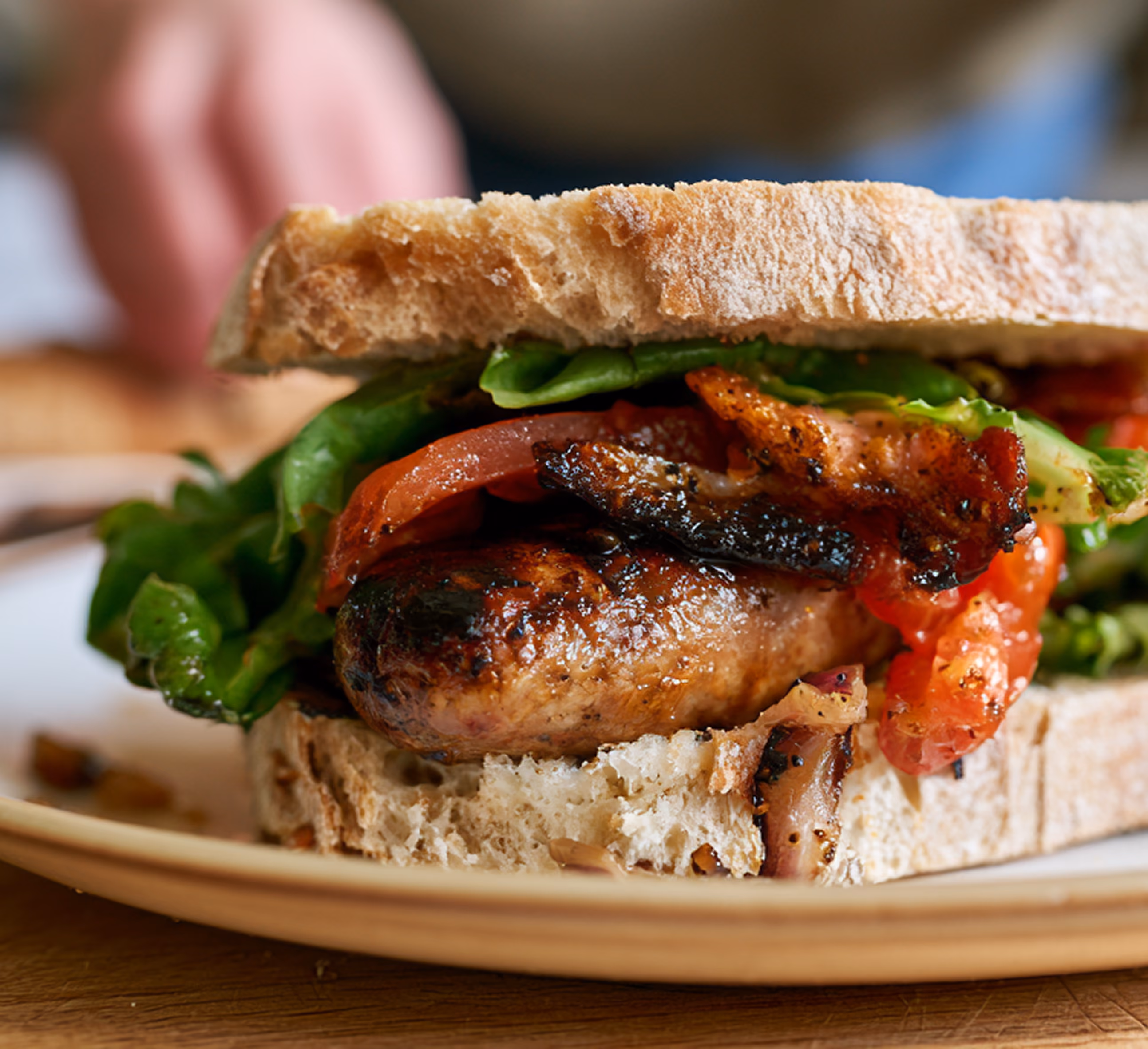 Triples sausages on a plate