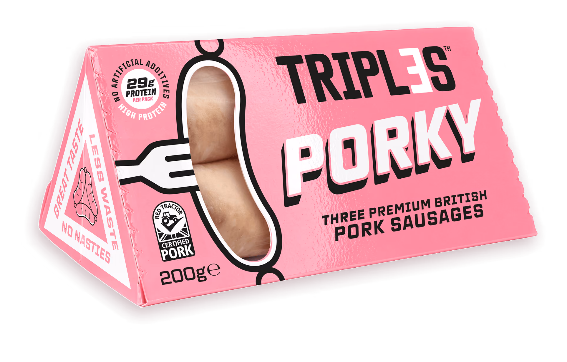 Triples PORKY three premium British pork sausages pack