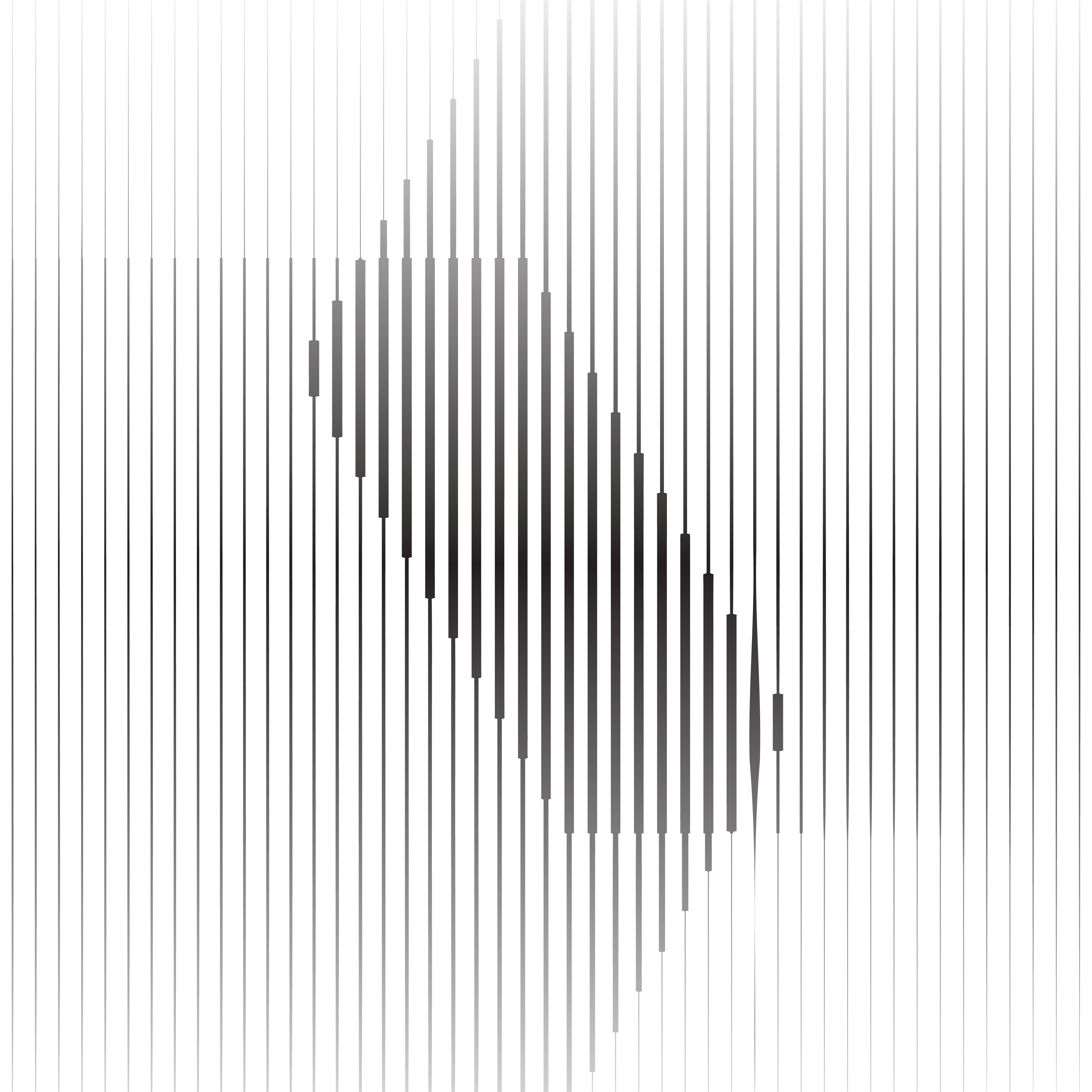 Vertical black bars forming an abstract elliptical shape on a transparent background.