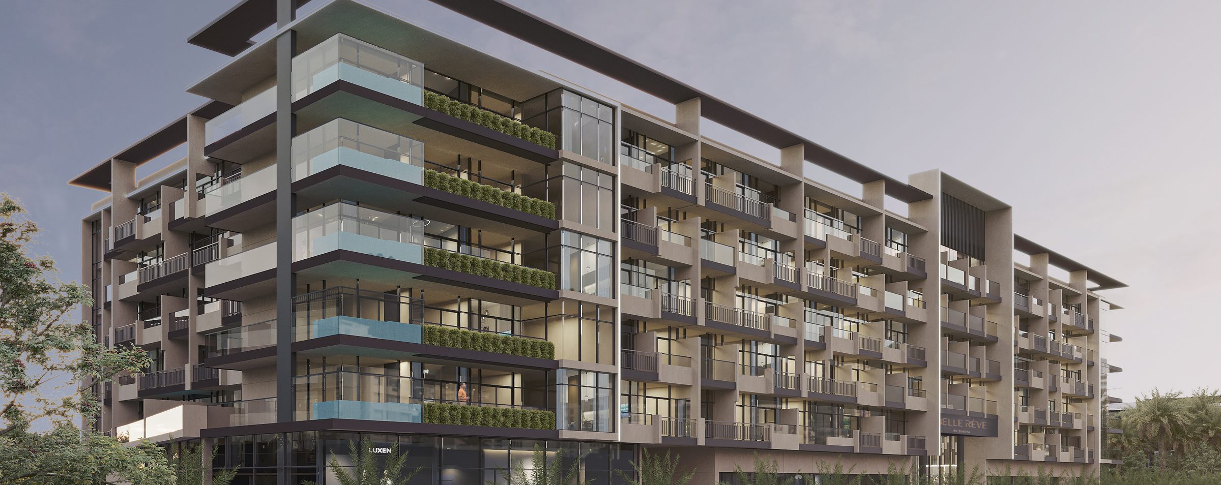 Belle Reve, a Zimaya development, at dusk