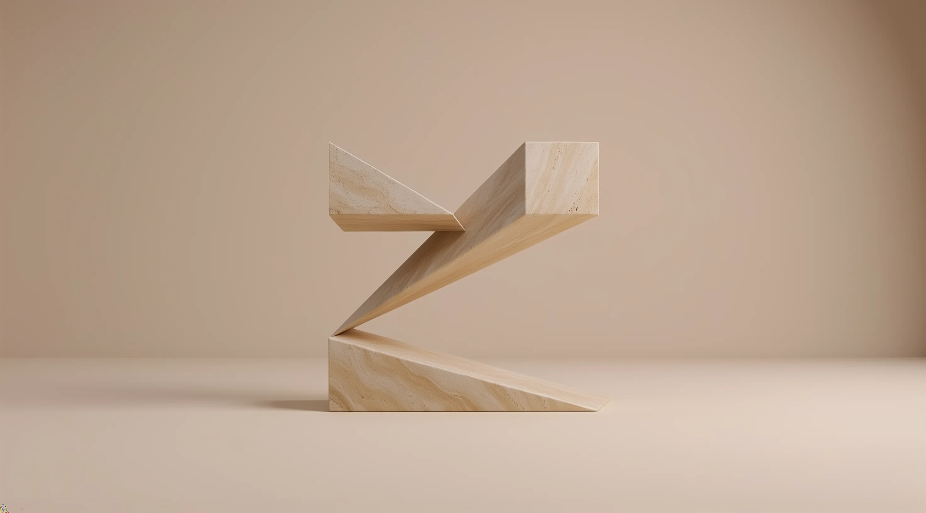 A travertine sculpture of the letter Z