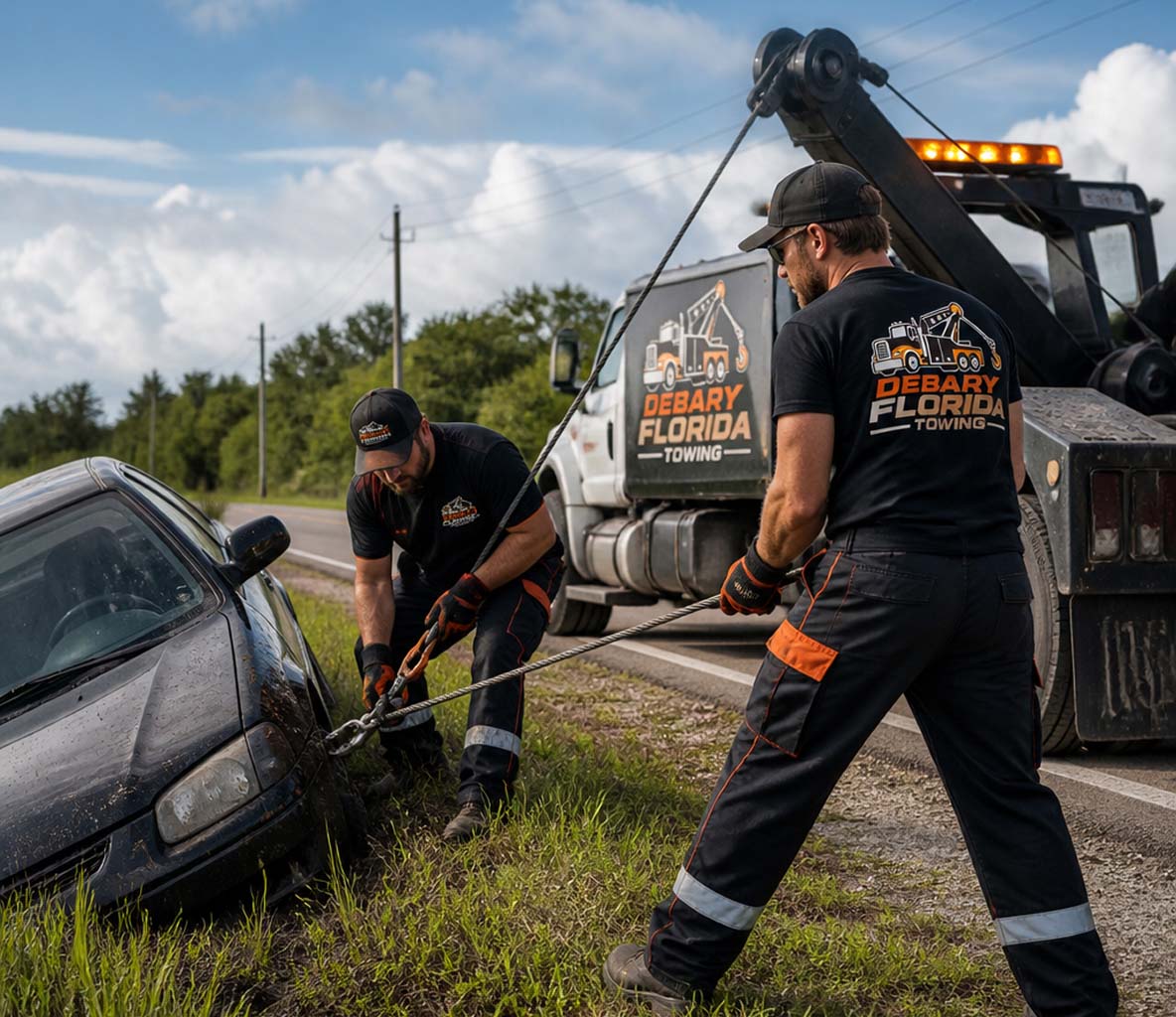 Winch-out recovery of a vehicle in DeBary