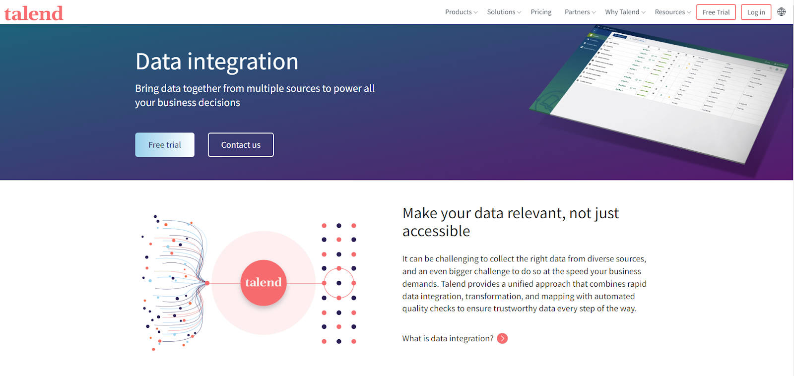 Talend homepage
