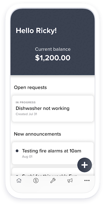 Property management owner portal on a mobile device