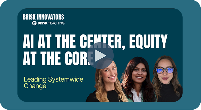 Video thumbnail with text 'AI at the center, equity at the core' and photos of three women.
