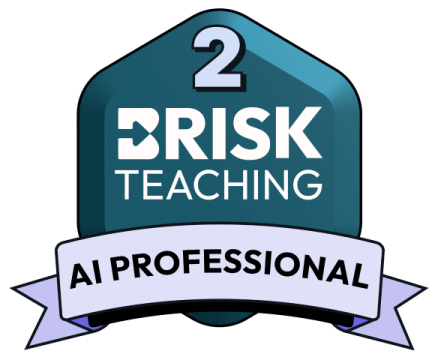 Brisk AI Professional Level 2 certification badge with a lavender ribbon
