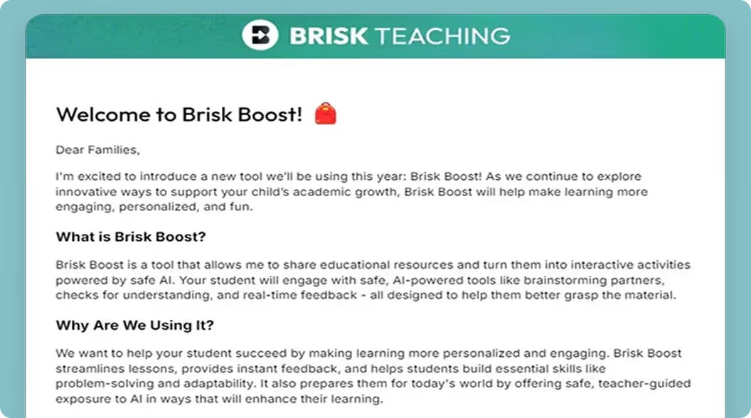 Welcome to Brisk Boost letter