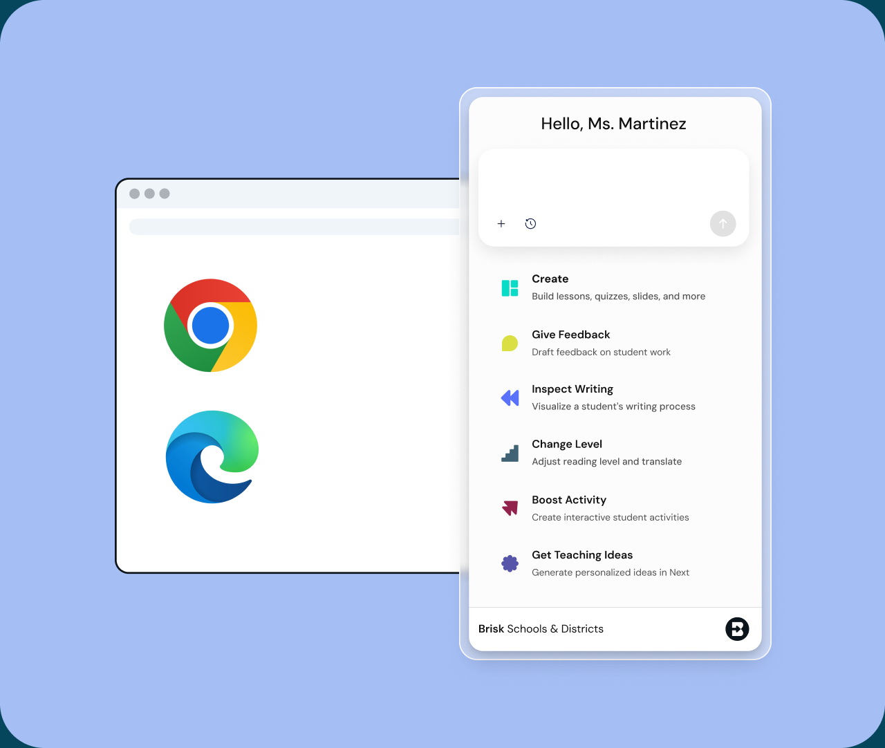 Brisk browser extension shown in a Chrome sidebar