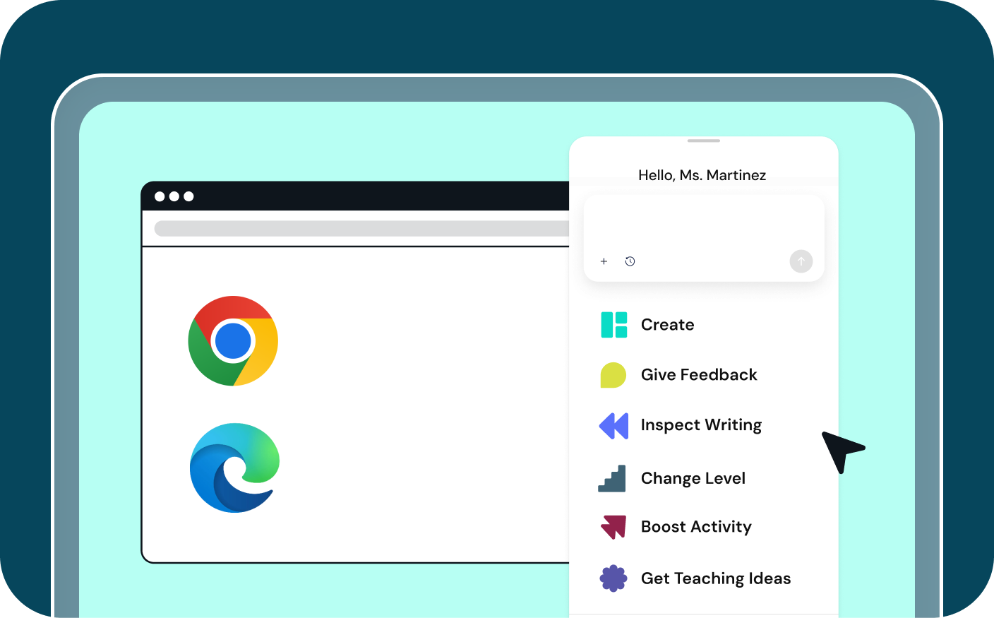 Brisk menu open beside a browser window